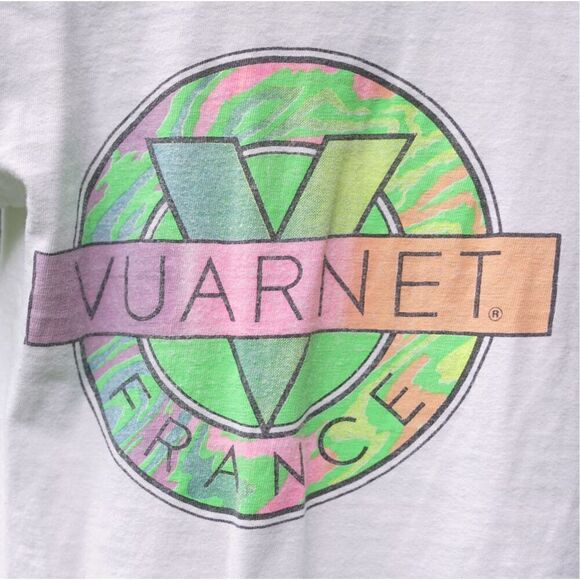 Vintage 90s Vuarnet France Boys White Neon T-Shirt - Picture 4 of 5